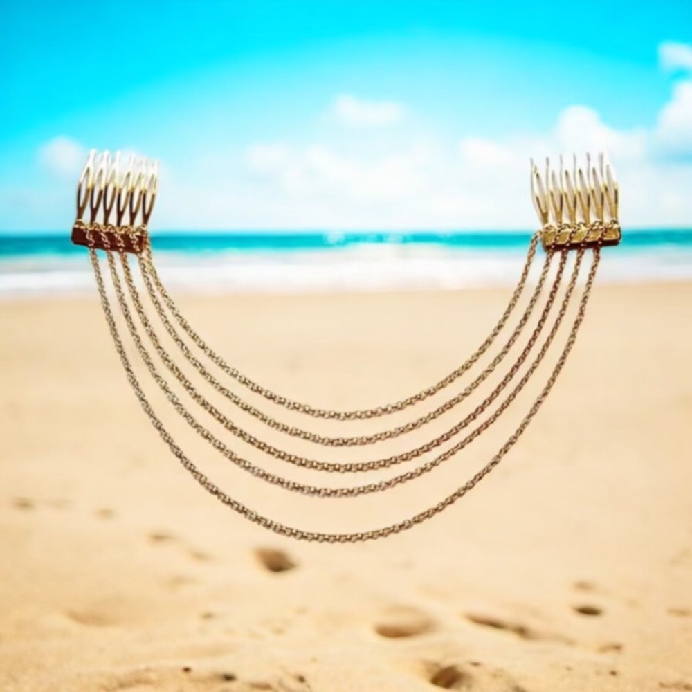 Gold princess hair chain. Chain crown tiara.